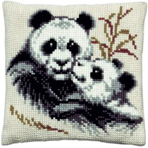 Permin Stickereiset Stramaj mit Garn Pandas 40x40cm von Permin