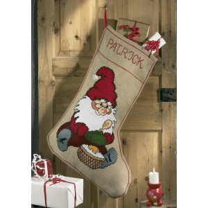 Permin Stickereiset Jute Weihnachtssocke Elf mit Porridge 57x80cm von Permin