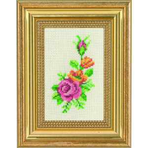 Permin Stickereiset Rose und gelbe Blumen 9x14cm von Permin