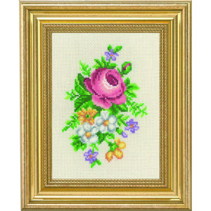 Permin Stickereiset Rose und weiße Blumen 14x19cm von Permin