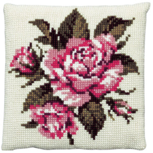 Permin Stickereiset Stramaj mit Garn rosa Rose 40x40cm von Permin