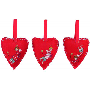 Permin Stickereiset Weihnachtsherz zum Aufhängen 13x12cm - 3 Stück von Permin