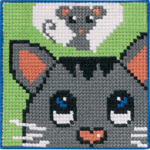 Permin Stickereiset für Kinder Katze und Maus 25x25cm von Permin