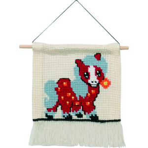 Permin Stickereiset mit Bordeaux Pony für Kinder 16x18cm von Permin