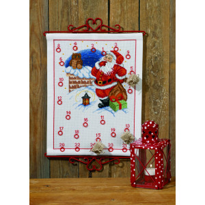 Permin Stickerei-Set Adventskalender - Der Weihnachtsmann mit Eule 32x von Permin