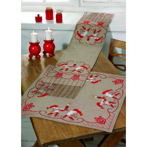 Permin Stickerei-Set Läufer Weihnachtsmann in Rot 26x126cm von Permin