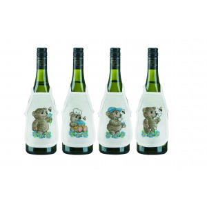 Permin Stickerei-Set Weinflaschenschürze Teddys 10x15cm - 4 Stk von Permin