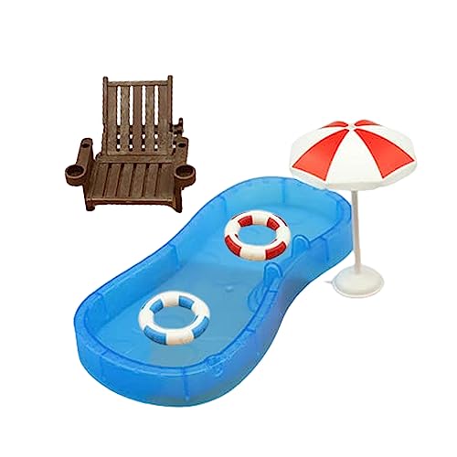 1 Set Doll House Simulation Süßes Mini Home Swimming Pool Beach Stuhl Modell Set kleine Ornamente Kinderspielzeug Puppenhaus Dekoration. von Pesoncarl