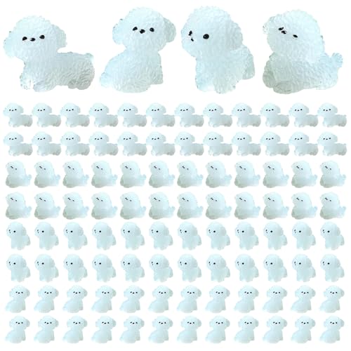 100pcs Mini Harztiere, Mini Hundefigur leuchten in den dunklen winzigen Harztieren für Puppenhaus Aquarium Dekor Mikrofee Gartenlandschaft von Pesoncarl