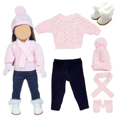 18 Zoll Puppenkleidung süße amerikanische Puppenkleidung Strickpuppen -Outfits beinhaltet Pullover Hosen Hats Handschuhe Schuhe Schals für Wintergeschenk. von Pesoncarl