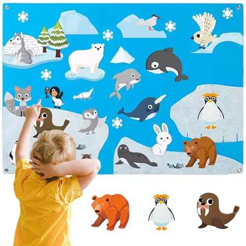 Filz Story Board Arctic Themen 41x20 Filz Board für Kleinkinder mit grommeten pädagogischen fantasievollen Cartoon Felt Board für Home, Vorschule, Kleinkindaktivitäten von Pesoncarl