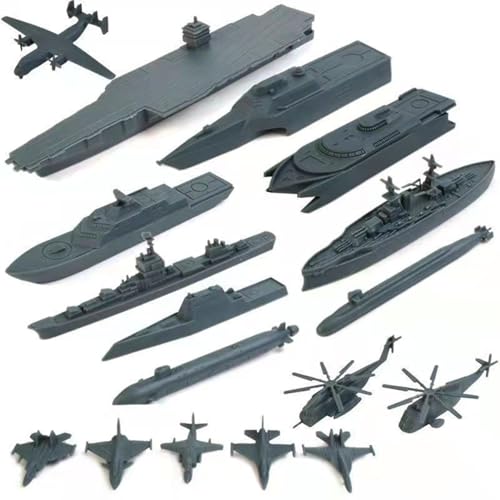 Flugzeug für Flugzeugträger, 17pcs Plastic Army Spielzeug umfasst Kleinkampfflugzeuge, Schlachtschiffe, U Boot und mehr für Junge und Mädchen Kindergeschenke von Pesoncarl