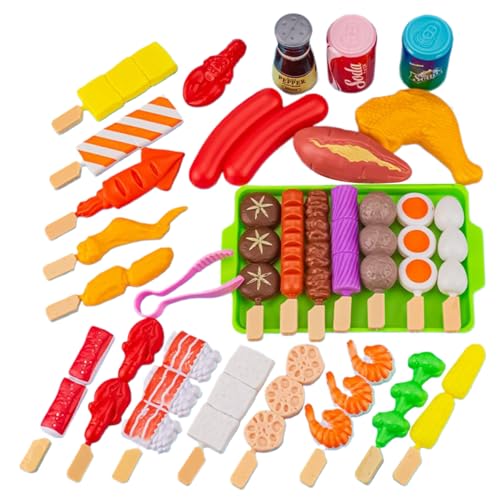 Kids Grill Playset, 29pcs/Set Plastic Kids BBQ Grill Playset, realistisches Spiel Essen, frühe pädagogische interaktive gefälschte Food Spielzeuge für Junge Mädchen 3+ von Pesoncarl