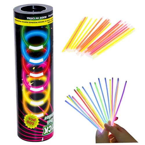 Lichtstock, Glühstangen, 100pcs 8 -Zoll -Glühstangen für Kinder Erwachsene, Flexible Glühstangen, langlebig in der dunklen Party -Gefälligkeiten für Neon -Party -Glühhalsketten und Armbänder von Pesoncarl