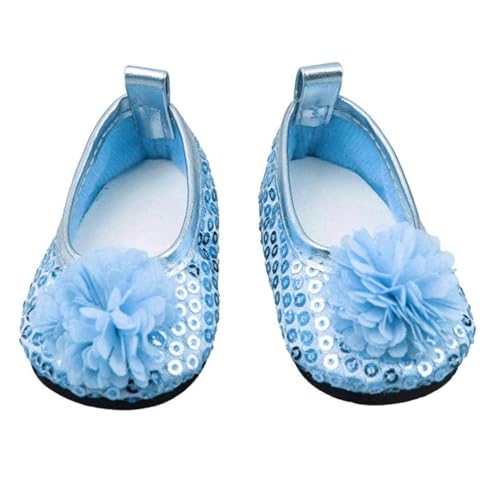 Mini Dollhouse Accessoires, Glitter Puppenschuhe Blumen Dress Schuh für 18 Zoll Mädchen Puppenbabypuppen Accessoires 1 Paar Blau von Pesoncarl