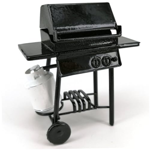 Mini Möbel, 1:12 Puppenhauszubehör, Metall BBQ Grill Mini Dollhouse Accessoires mit Gastank, DIY Miniatur für Dekoration, Geschenk für Liebhaber von Pesoncarl