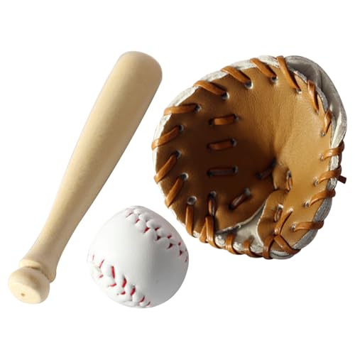 Pesoncarl 1 12 Skala Dollhouse Accessoires 3PCS Mini Dollhouse Accessoires Baseball Set mit Baseball, Handschuhen und Fledermaus DIY Miniaturpuppenhauszubehör für Dollhouse Decoration von Pesoncarl