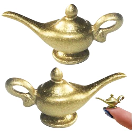 Pesoncarl 1 12 Skala Puppenhauszubehör, 2pcs Mini Doll House Alloy Aladdin Genie Lamp, DIY Miniature Dollhouse Accessoires für Dollhouse Decoration, Geschenk für Puppenhausliebhaber von Pesoncarl