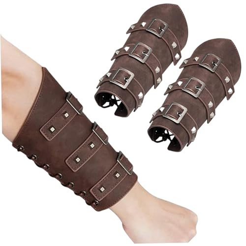 Pesoncarl 1 Paar Arm Guards, Faux PU Leder Bracer One Size Schnalle Armor Verstellbare mittelalterliche Rüstung, Vintage Viking Rüstung für Rollenspiele Cosplay von Pesoncarl