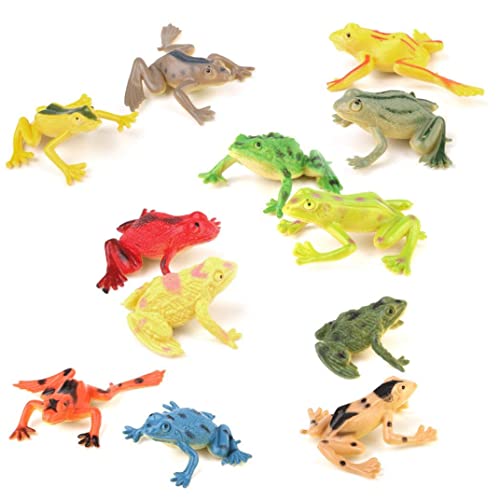 Pesoncarl 12 PCs Kunststoff Froschmodell Set Bunte Simulation Frosch Mini -Bildungsfrosch -Tierspielzeug für Kinder, Kinder. von Pesoncarl