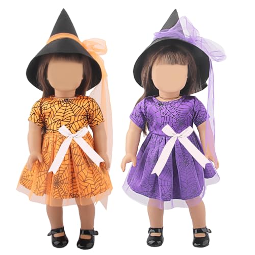 2 Set Halloween Puppenkleidung Ziemlich sicher 18 Zoll Puppenkleidung und Accessoires enthalten Hexenhut, Kleid für Halloween -Kostüme Mädchen 2 Set Halloween Puppenkleidung Ziemlich sicher 18 Zoll Puppenkleidung und Accessoires enthalten Hexenhut, Kleid für Halloween -Kostüme Mädchen von Pesoncarl