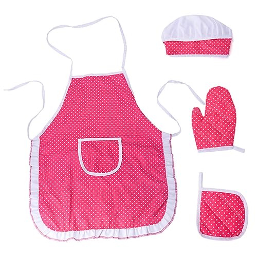 Pesoncarl Backkits Kochen, Kinderkoch Kostüm Set Kinder Backschürze mit Taschen Kleinkind Kochhut Mitt Kit 4pcs von Pesoncarl