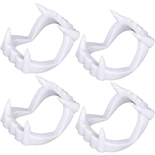 Pesoncarl Cosplay Vampire Zähne Reißzähne, Zahnersatz Halloween Party Cosplay Requisiten Scary Halloween Werwolf Zombie Fangs 4 PCs, falsche Körperteile von Pesoncarl