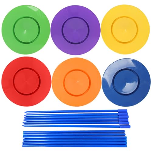Pesoncarl Drehplatten, 6 -pcs -Plastik -Jonglierstäbe mit Tellern, unterhaltsames Gleichgewichtsspielzeug für Kinder, Innen-, Außen- und Jongliersets Pesoncarl Drehplatten, 6 -pcs -Plastik -Jonglierstäbe mit Tellern, unterhaltsames Gleichgewichtsspielzeug für Kinder, Innen-, Außen- und Jongliersets von Pesoncarl