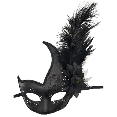 Pesoncarl Federierte Maskerade -Maske, elegante schwarze leichte, gemütliche Cosplay -Maskerade -Kleidermaske kostenlose Größe für Frauen Party Kostüm Ball von Pesoncarl