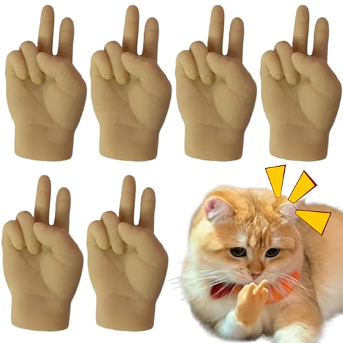 Pesoncarl Fingerpuppen, winzige Hände für Katzen 6pcs realistische V-Sign Mini Hände Dehne kleine Hände Silikon Lustige interaktive kleine Hände zum Streicheln von Streich von Pesoncarl