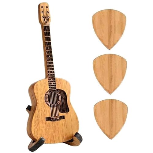 Pesoncarl Guitar Pick Halter, hölzerne Gitarren Pick Box mit Stand, tragbare Mini Aufbewahrungsbox für Gitarristen, kreative Akustik Gitarrenbox Geschenke für Elektro Bass Gitarren Ukulele Liebhaber von Pesoncarl