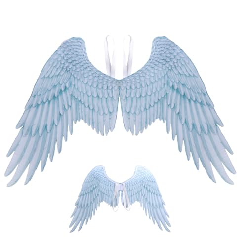 Pesoncarl Halloween-Kostüme, Engelsflügel für Erwachsene Unisex Freigröße Federn Realistische Halloween Angel Flügel elastische Schultergurt Nicht gewebter Flügel Kostüm für Party Cosplay White von Pesoncarl