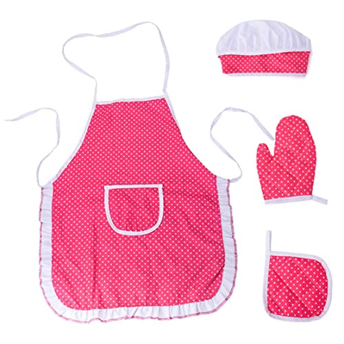 Pesoncarl Kids Chef Kostüm Set Kinder backen Schürze mit Taschenkindkinder Kochhut Mitt Kit 4pcs. von Pesoncarl