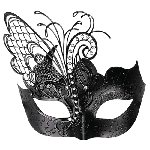 Pesoncarl Maskerade Maske für Frauen, mysteriöse Schmetterlingsform Schwarze Maskerade Maske, Elegante Strassmaskenmaske für Karneval, Maskerade, Cosplay Party von Pesoncarl