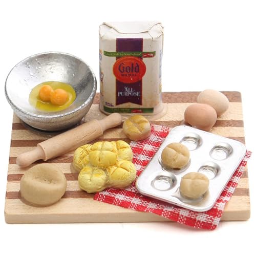 Pesoncarl Mini Food 1 Set 1/12 Dollhouse Food Milchbrot Eier an Bord realistischer Miniaturen Küchendessen Set für Puppenhauszubehör. von Pesoncarl