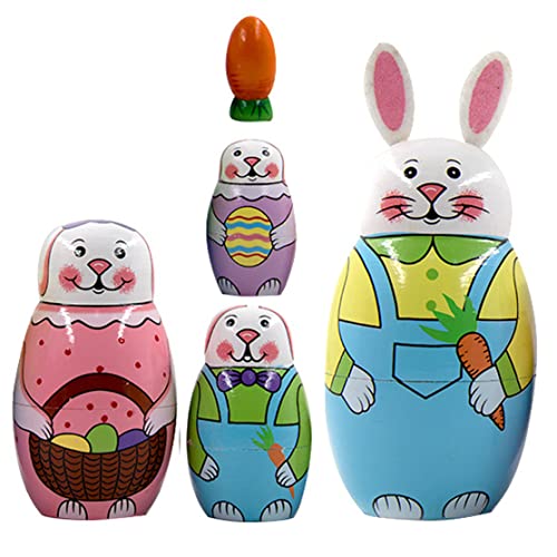 Pesoncarl Nistpuppen, russische Matryoshka -Puppen 5pcs/Set niedliche hölzerne Kaninchen -Hasen Nistpuppen Set Ostern Kaninchen Karotte Russische Nistpuppenspielzeuggeschenk von Pesoncarl