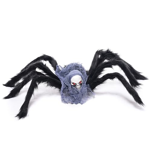 Pesoncarl Plushie, Halloween Spinnen 30 -Zoll -Riesenspinnen mit Schädeldekoration realistische haarige Spinnendekoration mit Möglichkeit von Pesoncarl