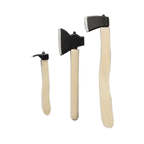 Pesoncarl Puppenhauszubehör und Möbel, Mini Hatchet Miniatur Axt -Werkzeug mit Holzgriff Outdoor Dollhouse Ornament 3pcs von Pesoncarl