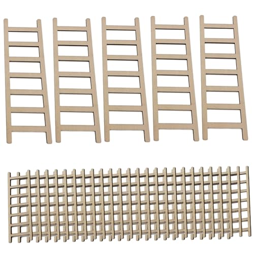 Pesoncarl Puppenhauszubehör und Möbel, Mini -Leiter 40pcs 2,4 Zoll kleines Leiterdekor und 5 Stcs 5,9 Zoll kleine Holzleiter für Feengartenzubehör, Puppenhausdekoration von Pesoncarl