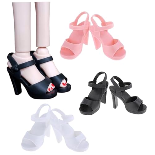 Pesoncarl Puppenschuhe, 3 Paare Plastik Miniatur High Heel Schuhe, Ersatz DIY Dress Up Mini Schuhe passen 1/4 Puppe. von Pesoncarl