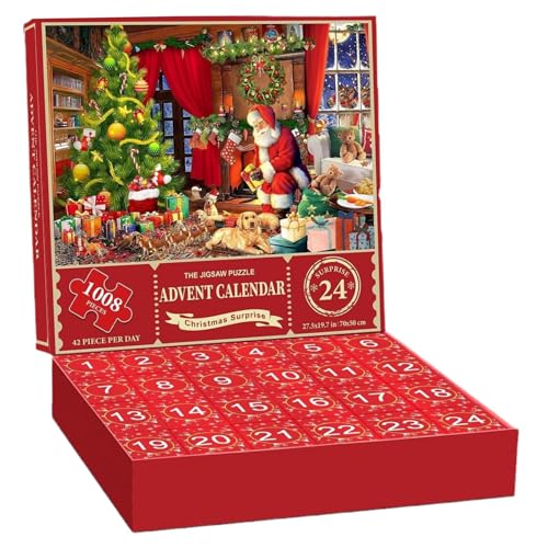 Pesoncarl Puzzle Rätsel, Adventskalender Puzzle 2024 Weihnachten 1008 Stück Jigsaw Rätsel 24 Tage Weihnachten Countdown -Kalender Weihnachten Rätsel Geschenkstil11 von Pesoncarl