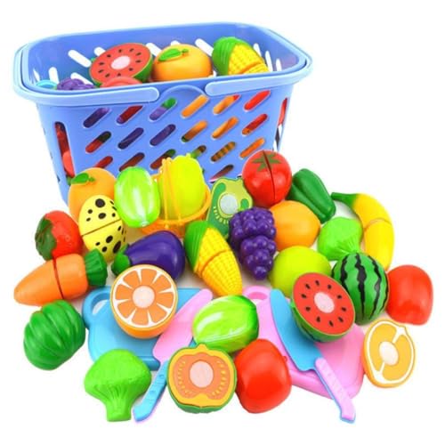 Pesoncarl Real-Food-Geräte, so tun, als Food-Set-Plastik-Frucht- und Gemüse-Spielzeugsimulation pädagogischer Spielset 24 pcs Spielen von Pesoncarl