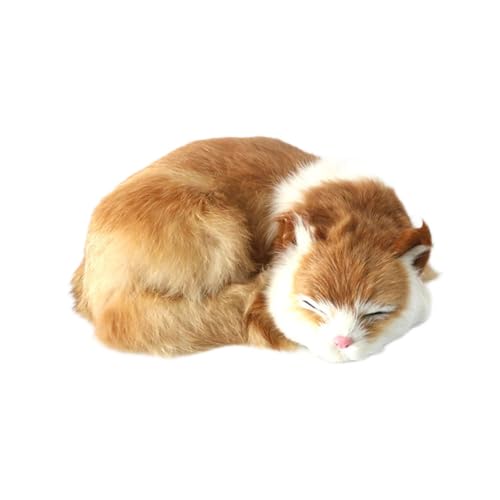 Pesoncarl Realistische Katzengefüllte Tier, Simulation schlafende Katze süßes künstliches Leder 8.27x6.69x2.76inch Realistische Katzen dekorative lebensechte Katzenpuppenfotografie -Requisite von Pesoncarl