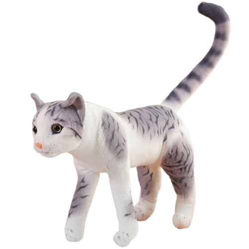 Pesoncarl Realistische Tabby Katze Stofftiere, Plüschkätzchenspielzeug, lebensechter amerikanischer Shorthair Katze, Kitty Stofftiere Puppen Geschenke für Angst, Frauen Kinder Schlafenszeit /13.7inch von Pesoncarl