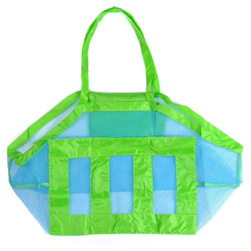 Pesoncarl Sandspielzeug, großer Strandgitter Beutel Falten Strand Spielzeugbeutel Leichter Aufbewahrungsnetzbeutel für Strandspielzeug Kinder Seelangbeutel Blue Mesh Green Bag, groß von Pesoncarl