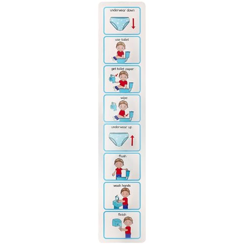 Pesoncarl Töpfchentraining Diagramm, Schritt für Schritt wasserdichtem PP visueller Zeitplan für Kinder, visueller Zeitplan für Kinder Laminierte Töpfchen Diagramm visueller Toilettenplan von Pesoncarl