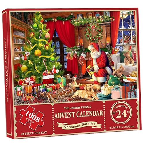 Pesoncarl Toy Advent Calender, Weihnachtskalender 2024, 1008 Stück Jigsaw Puzzle, 24 Tage Weihnachten nach dem Kamin Urlaub Weihnachten Countdown -Kalender, Adventskalender -Puzzle von Pesoncarl