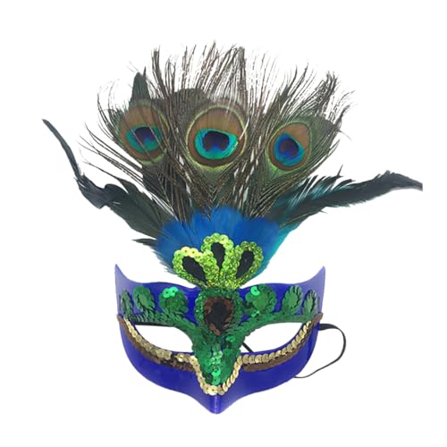 Pesoncarl Venezianische Maske, Make -up -Maske Prom Maske Pfauenfedern Maske Party Maske Venezianische Maskerade Maske für Frauenblau von Pesoncarl