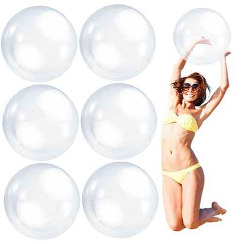 Strandspielzeug, 6pcs klare Strandkugeln aufblasbarer Ball 21 '' Giant Beach Ball PVC PVC Blow Ball Transparent Swimming Pool Ball für Sommer Beach Pool Party Gefälligkeiten von Pesoncarl