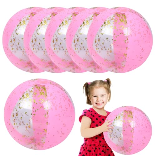 Strandspielzeug, Strandbälle 6PCS Glitter Beach Ball mit Inflator 24 '' aufblasbare Strandbälle Poolbälle mit funkelnden Konfetti -Pool -Spielzeug für Sommer Beach Pool Party Gefälligkeiten Stil 1 von Pesoncarl